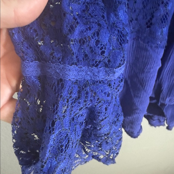 Free People Tell Tale Lace Tunic Royal Blue Size Medium - Picture 5 of 9